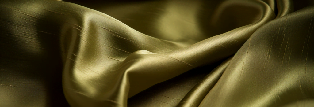 Silk Shantung close up olive Green