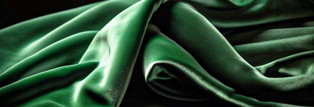 Silk velvet close up emerald green