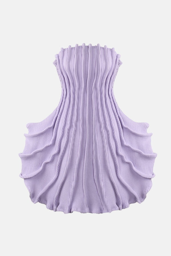 Lilac Ribbed Knit Dress Pleated Kargede Designer Knitwear Dress GM - Allure – Lilac Rib Knit Dress