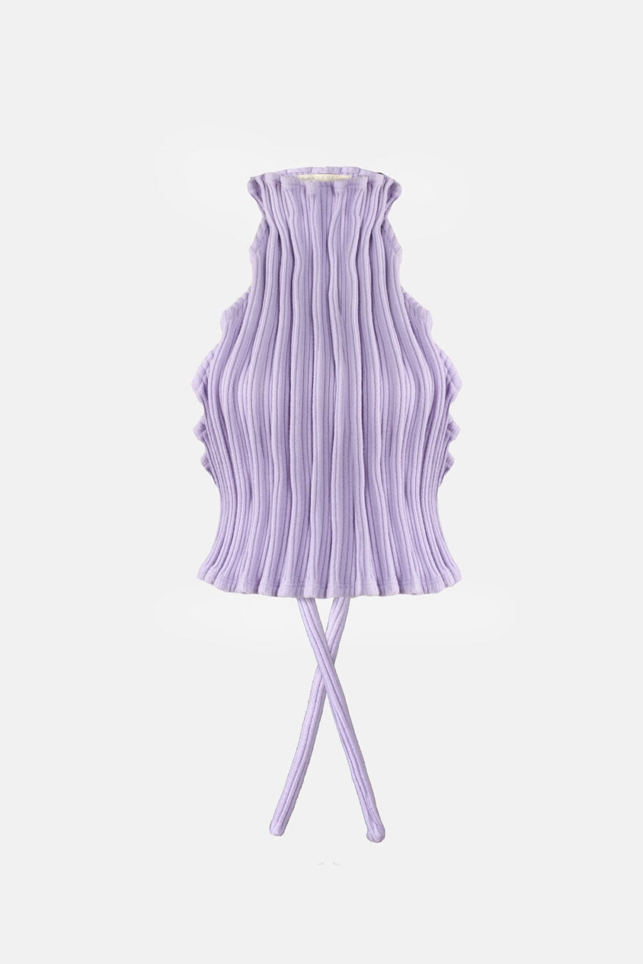 Lilac Ribbed Knit Halter Top Pleated Kargede Designer Halter Top Knitwear GM - Reishi – Rib Knit Halter Top Lilac