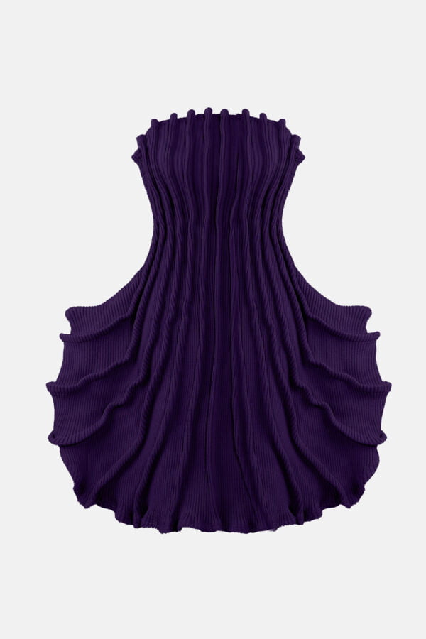 Purple Ribbed Knit Dress Pleated Kargede Designer Knitwear Dress GM - Allure – Purple Rib Knit Dress