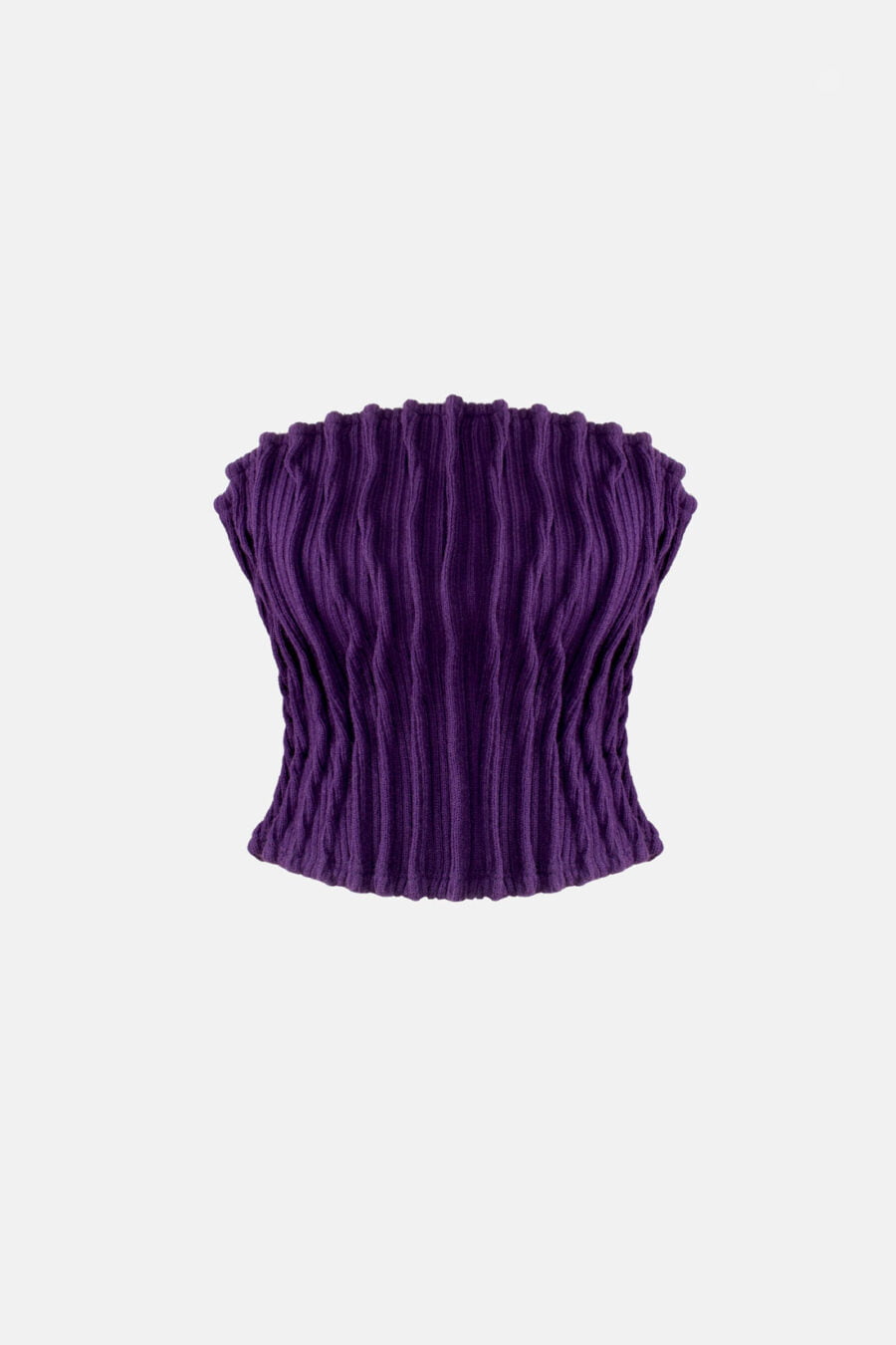 Purple Ribbed Knit Crop Top Pleated Kargede Designer Crop Top GM - Mycel – Rib Knit Tube Top Purple