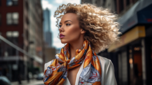 Elegant model wearing orange scarf in 2023 fashionable - A Timeless Fashion Accessory: Are Scarves in Style for 2024? - Page 2 - Style Hub - Page 2