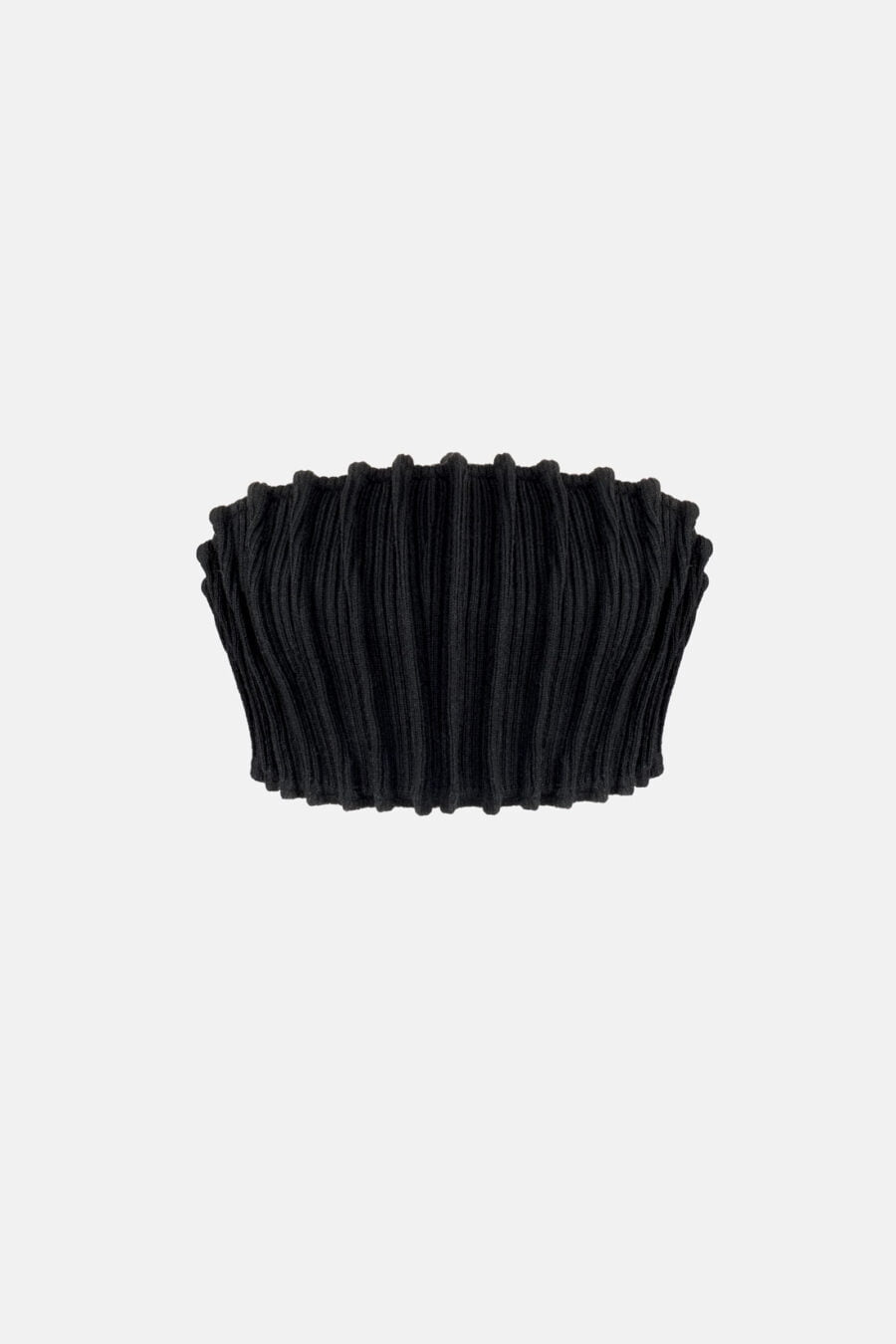 Black Ribbed Knit Bandeau Top Pleated Kargede Designer Bandeau Top GM - Mycena – Ribbed Knit Bandeau Top Black