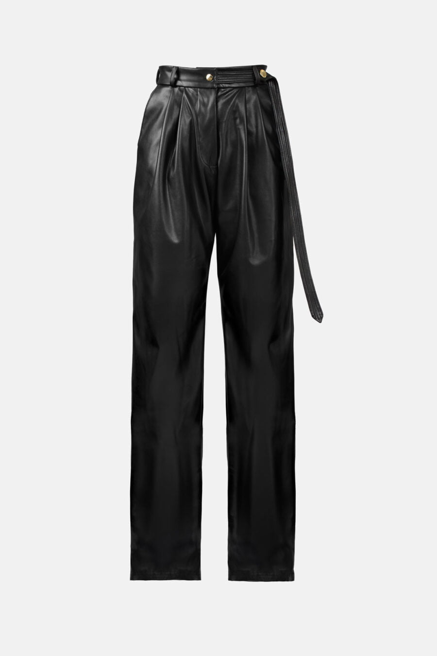 Black Straight Leg Vegan Leather Pants Kargede Designer Pants GM - Bassline – Vegan Leather Straight-leg Pants Black