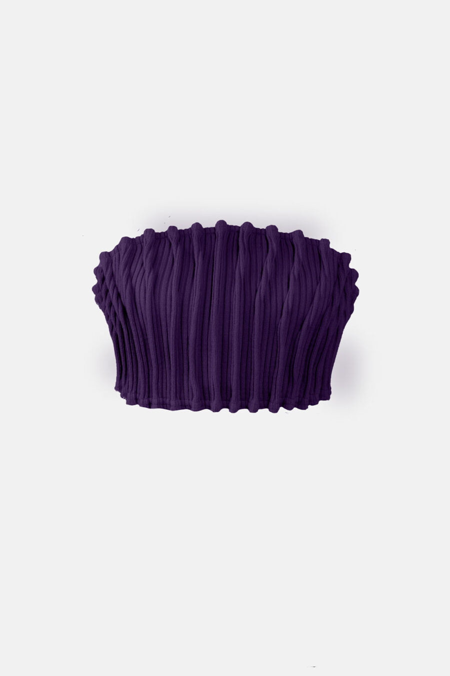 Purple Ribbed Knit Bandeau Top Pleated Kargede Designer Bandeau Top Front GM - Mycena – Ribbed Knit Bandeau Top Purple