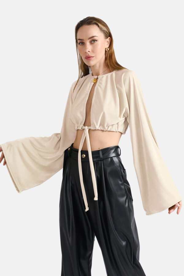 Serenity – Oversized Cropped Cardigan Beige