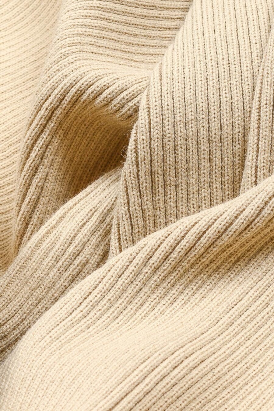 Beige Ribbed Knit Sweater Flared Sleeves Oversized Kargede Designer Sweater Knitwear detail - Amanita – Beige Oversized Cropped Jumper, Rib Knit