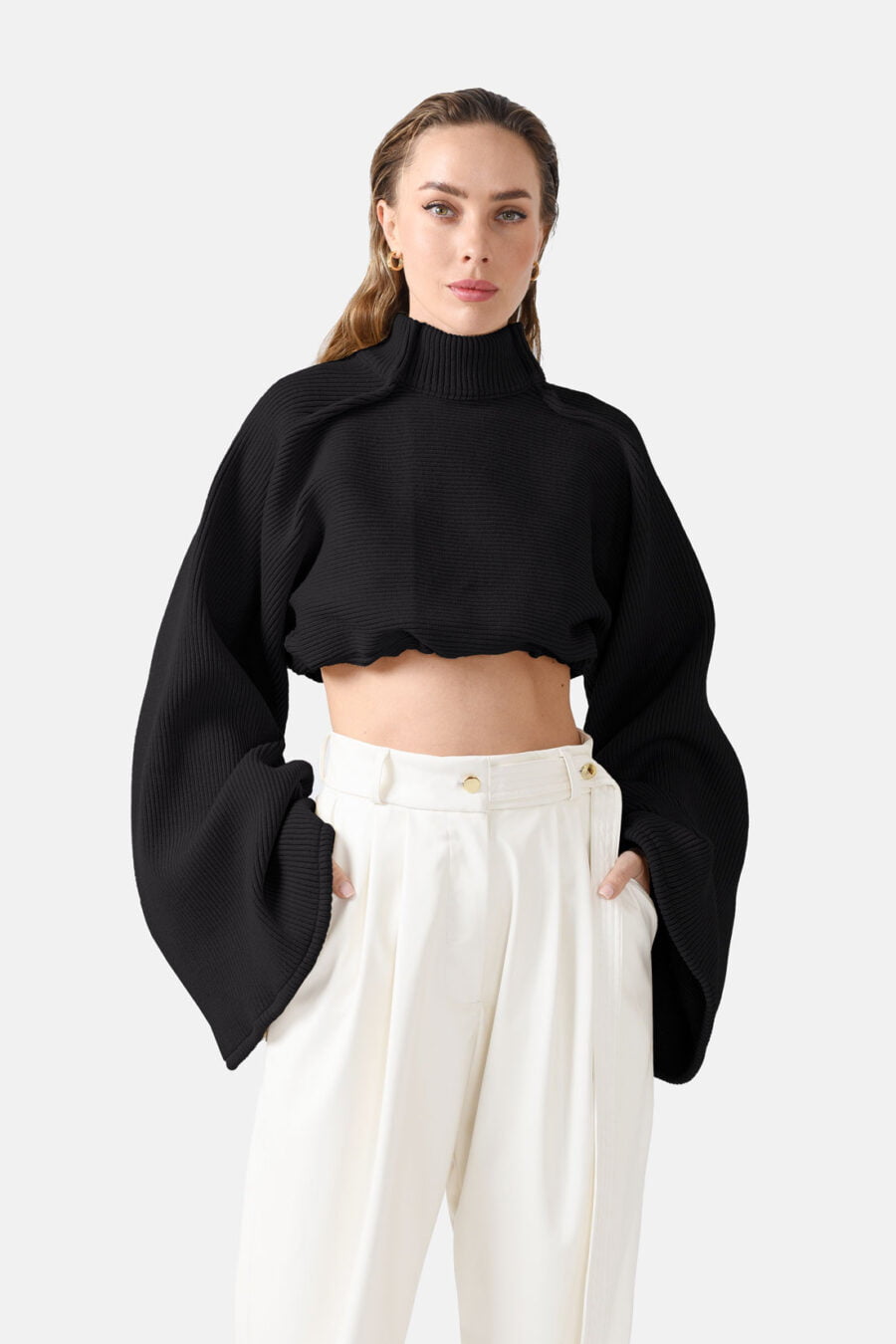 Cropped ribbed outlet jumper