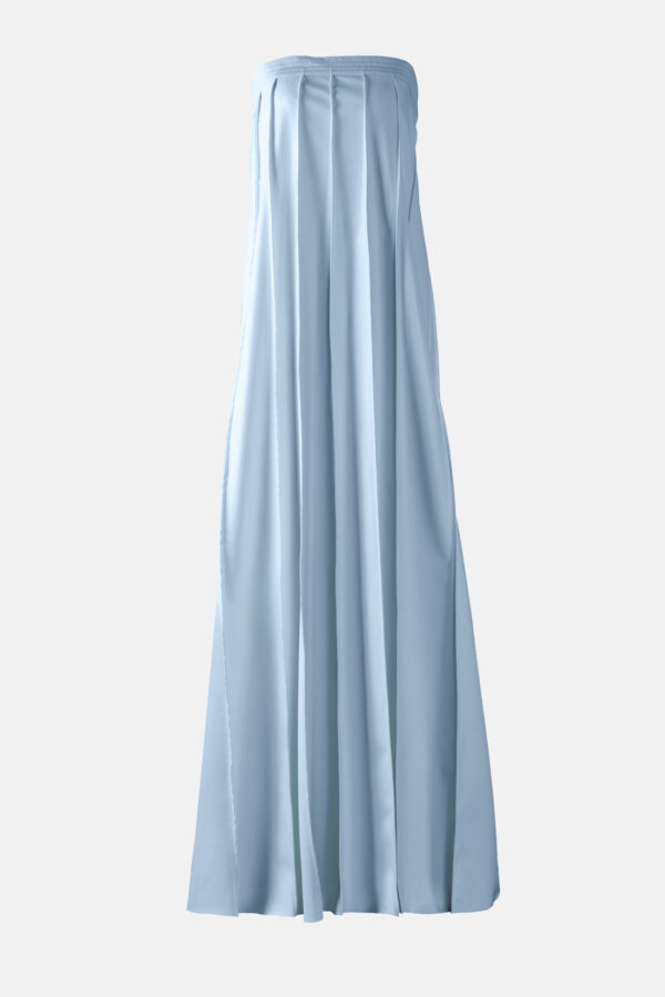 Blue Vegan Leather Pleated Maxi Dress Kargede Designer Dress GM 1 - Desire – Blue Strapless Pleated Maxi Dress, Vegan Leather