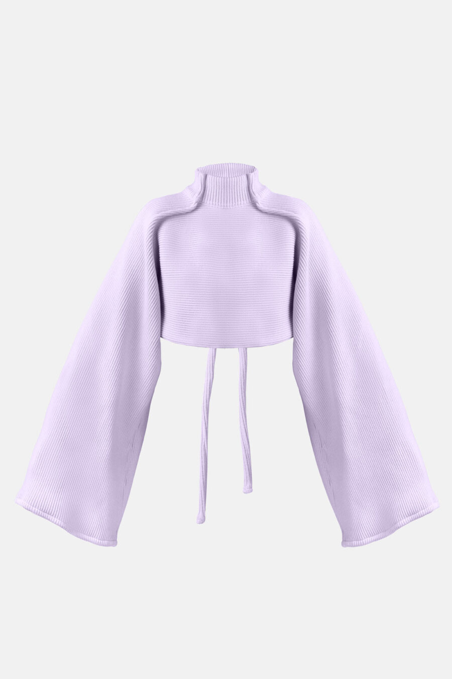 Lilac Ribbed Knit Sweater Flared Sleeves Oversized Kargede Designer Sweater Knitwear GM - Amanita – Lilac Oversized Cropped Jumper, Rib Knit