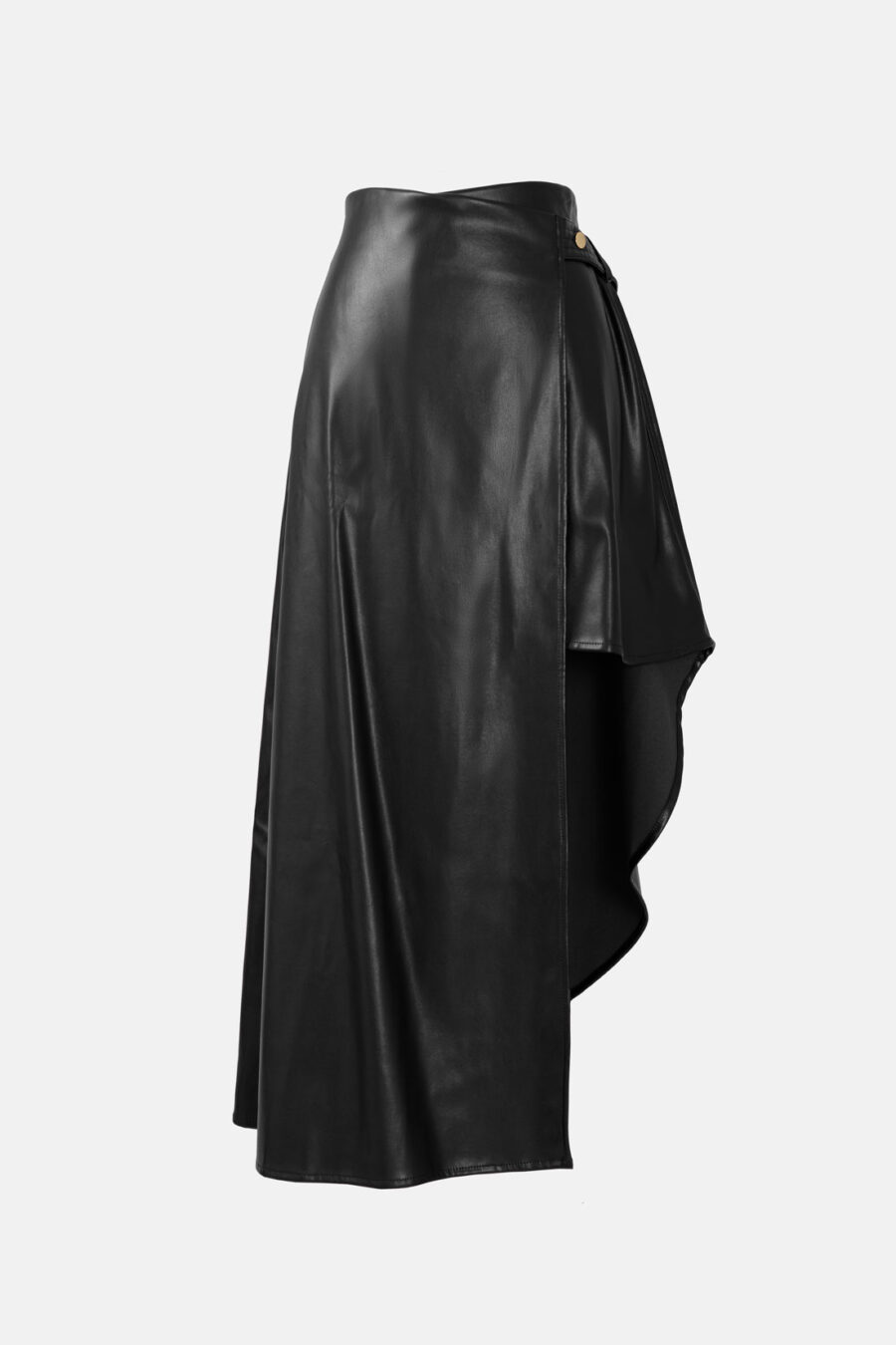 Black Asymmetrical Wrap Skirt Kargede Designer Skirt GM - Fatale – Black Asymmetrical Wrap Skirt, Vegan Leather