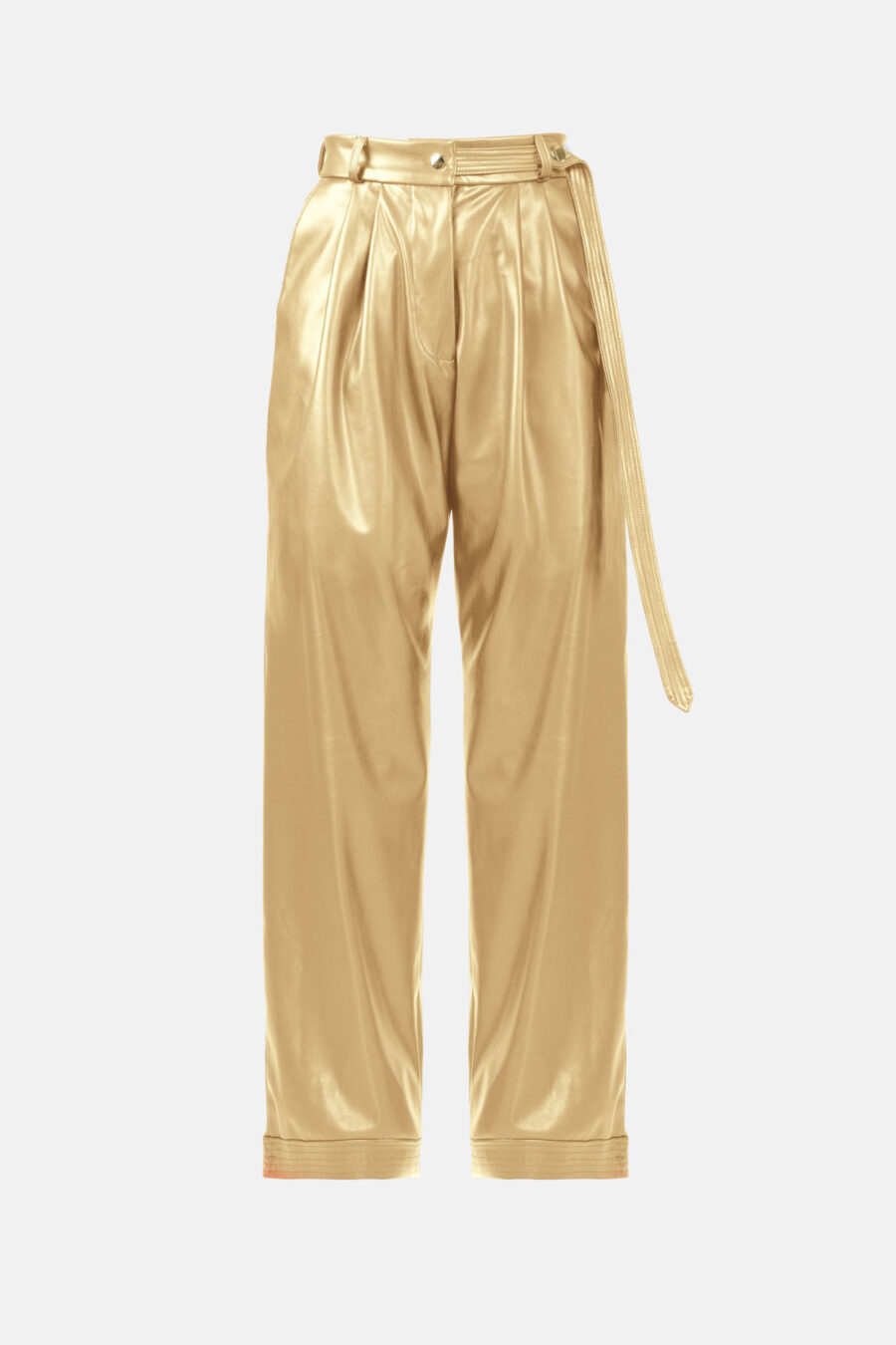 Gold Straight Leg Vegan Leather Pants Kargede Designer Pants GM - Bassline – Gold Vegan Leather Straight-leg Pants