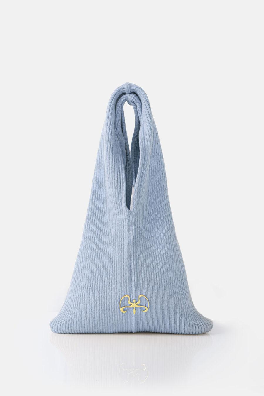 Blue Rib Knit Tote Bag Kargede Designer Tote Bag Mini Open - Forager – Mini Blue Rib Knit Tote Bag