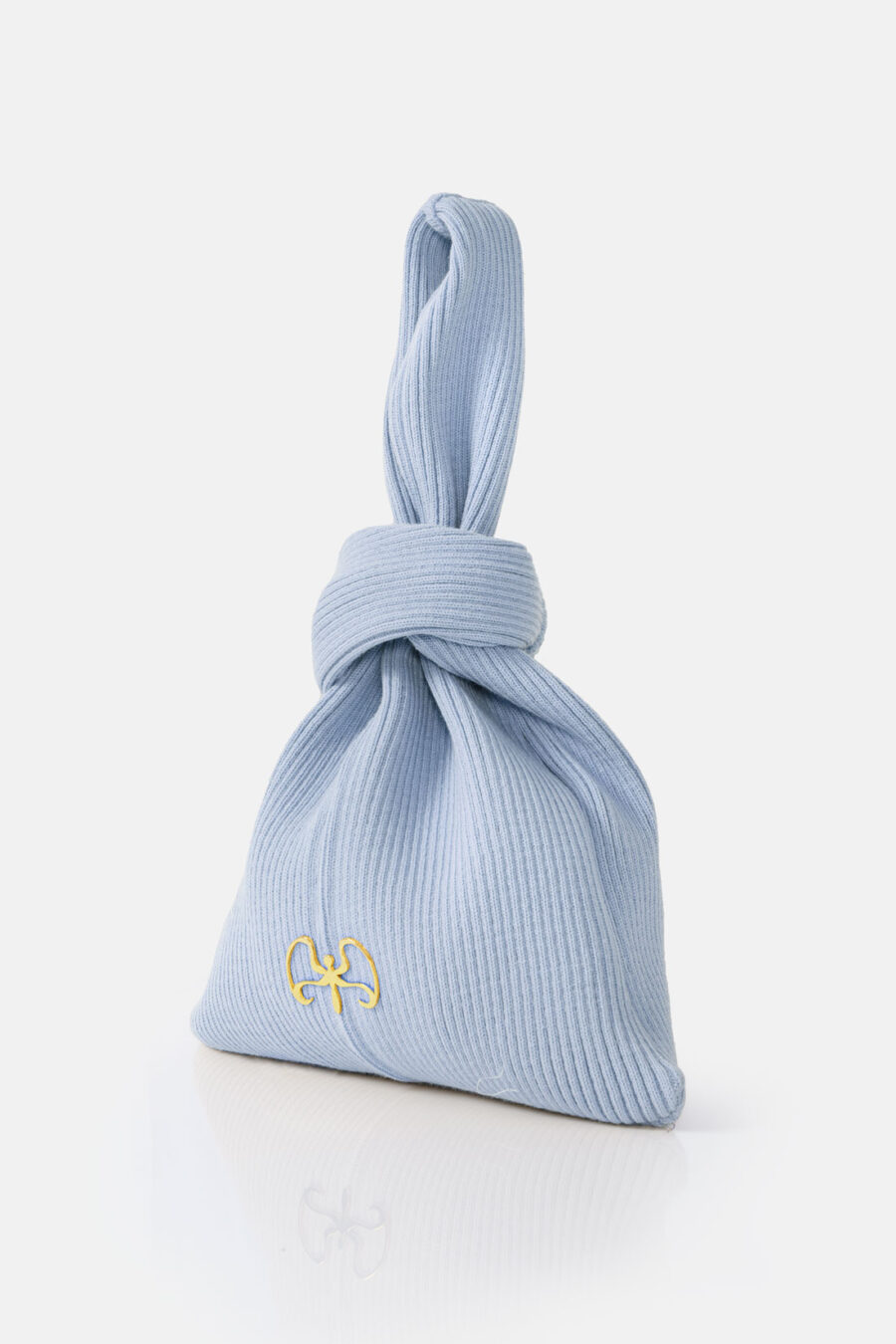 Blue Rib Knit Tote Bag Kargede Designer Tote Bag Mini Tie - Forager – Mini Blue Rib Knit Tote Bag