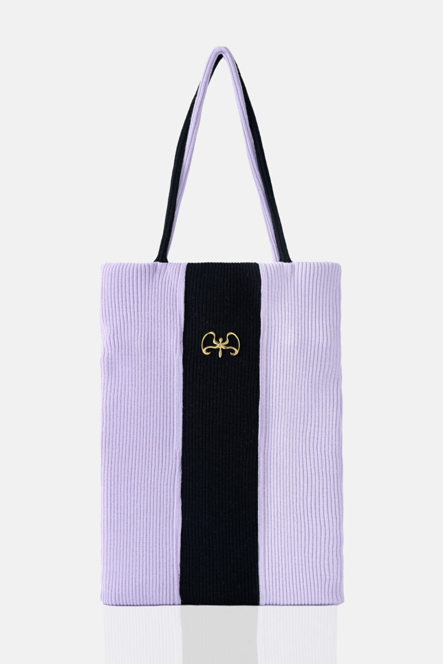 Lilac Black Lilac Rectangular Rib Knit Tote Bag Kargede Designer Tote Bag GM - Forager – Rib Knit Tote Bag Lilac Black