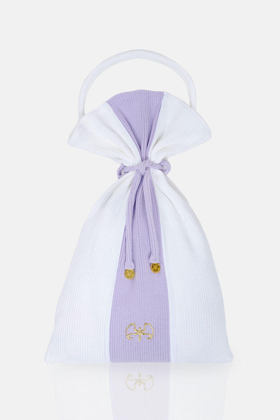 White Lilac White Tie Rib Knit Tote Bag Kargede Designer Tote Bag GM - Forager – Tie Rib Knit Tote Bag White Lilac