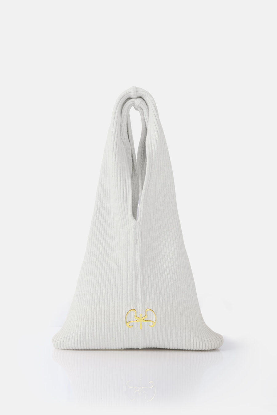 White Rib Knit Tote Bag Kargede Designer Tote Bag Mini Open - Forager – Mini White Rib Knit Tote Bag