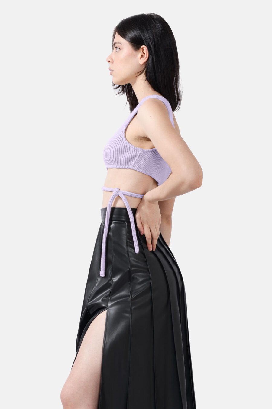 Lilac Rib Knit Crop Top One Shoulder Kargede Designer Crop Top Side Avila - Seeker – Lilac Rib Knit Crop Top