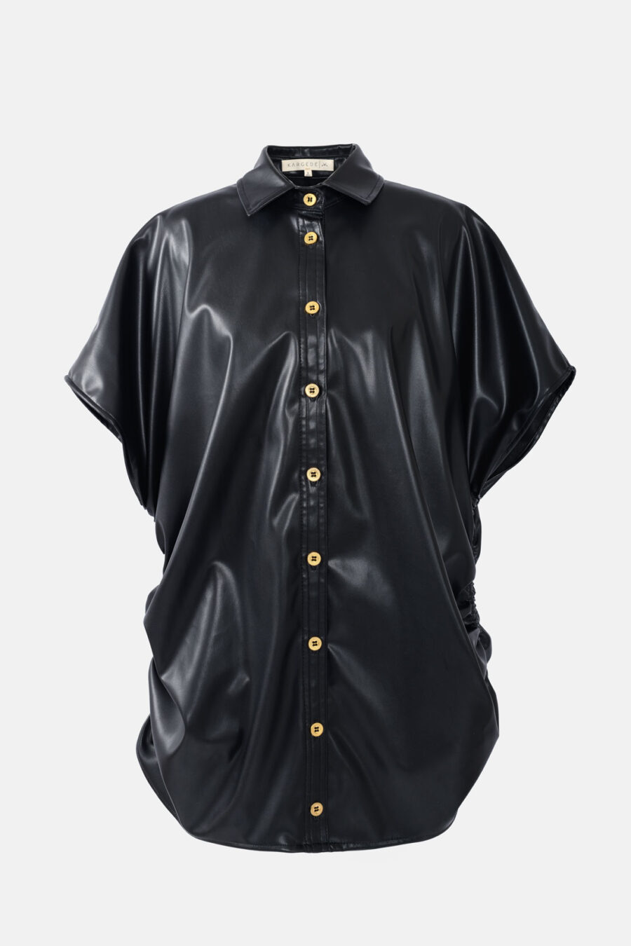 Black Oversized Vegan Leather Shirt Designer Shirt Kargede GM - Rumour – Black Vegan Leather Oversized Shirt