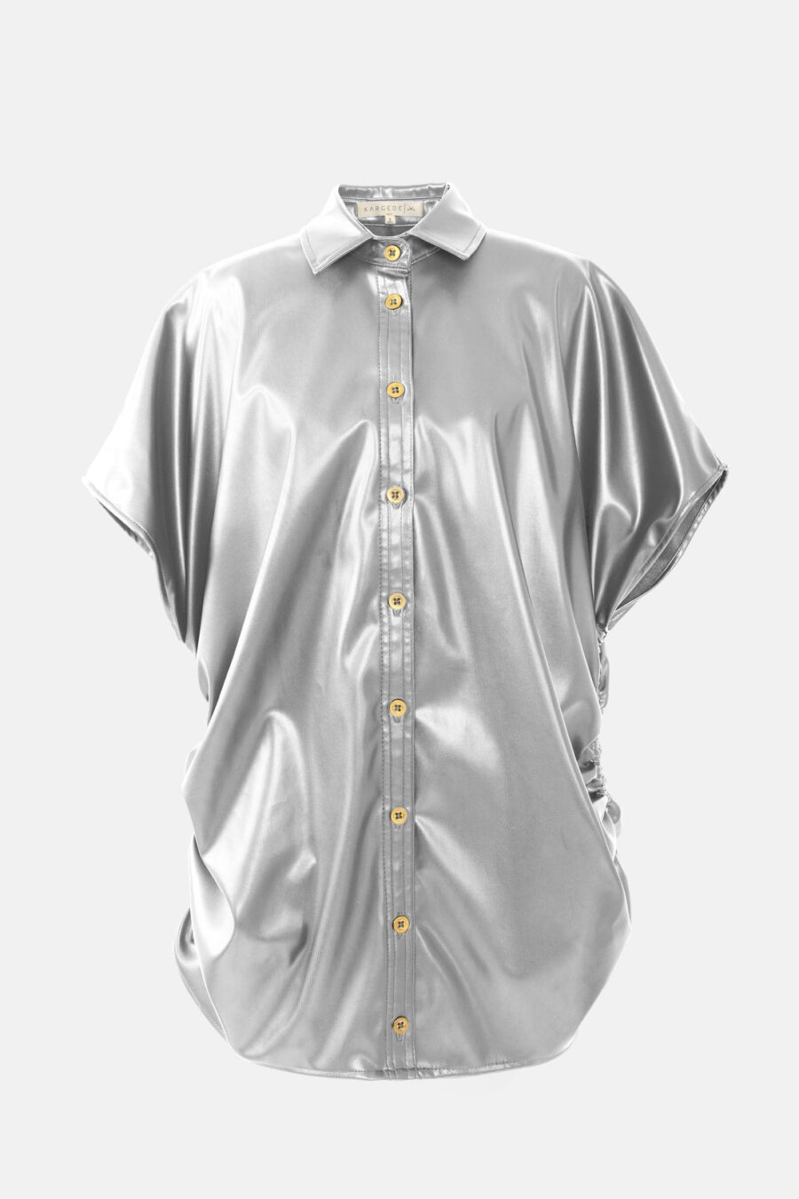 Silver Oversized Vegan Leather Shirt Designer Shirt Kargede GM - Rumour – Silver Vegan Leather Oversized Shirt