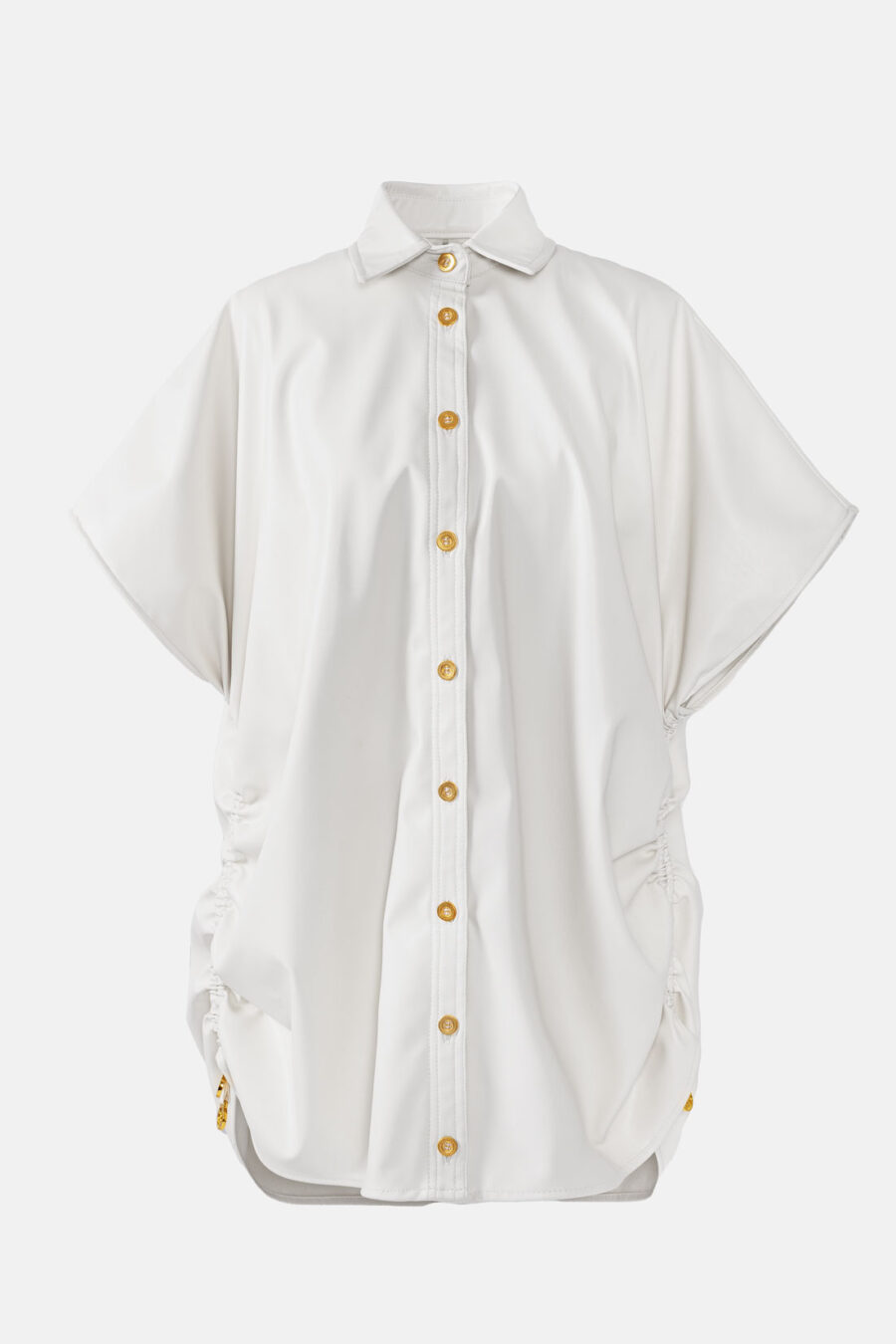 White Oversized Vegan Leather Shirt Designer Shirt Kargede GM - Rumour – White Vegan Leather Oversized Shirt