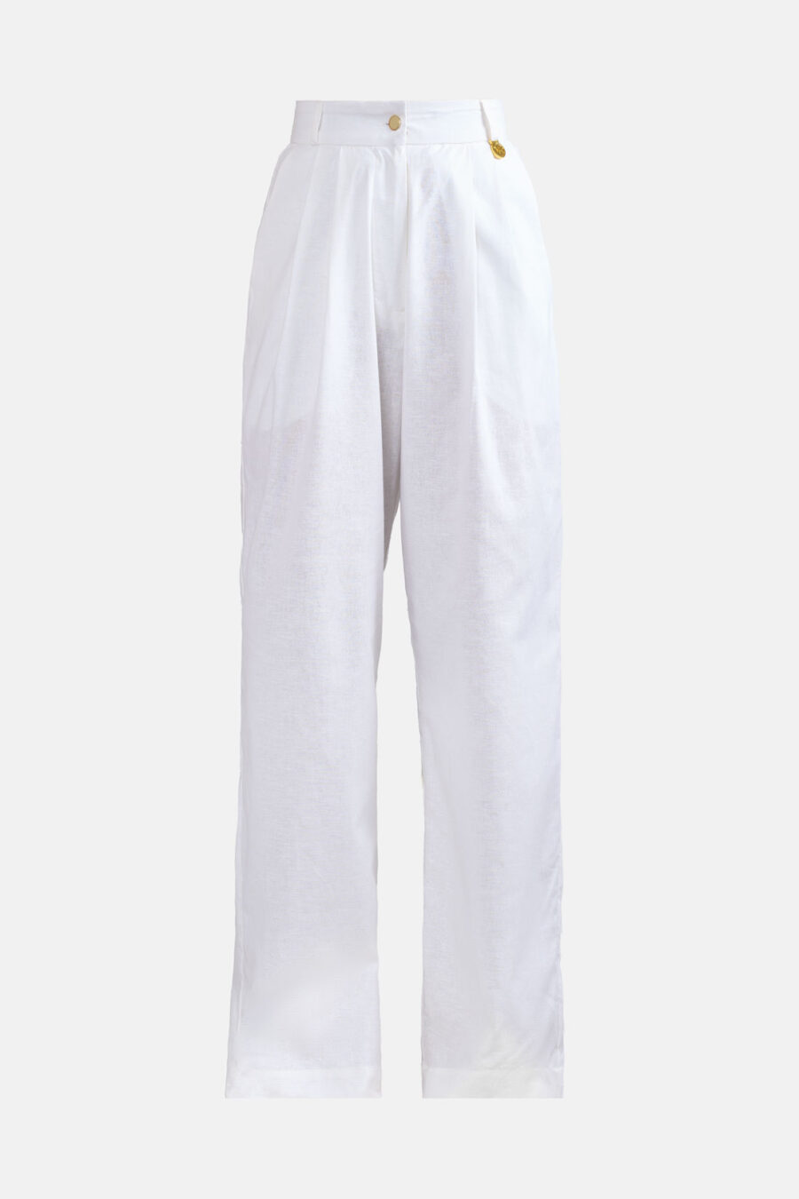 White Straight Leg Linen Pants Kargede Designer Pants GM - Cypress – White Linen Straight-Leg Pants