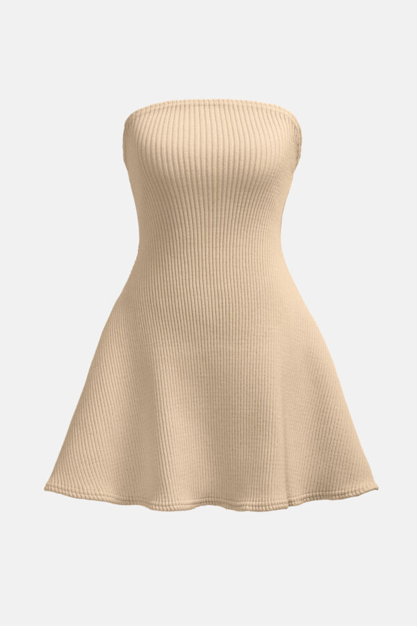 Beige Cortina Rib Knit Mini Dress Kargede Designer Mini Dress Knitwear GM - Cortina – Beige Rib Knit Mini Dress