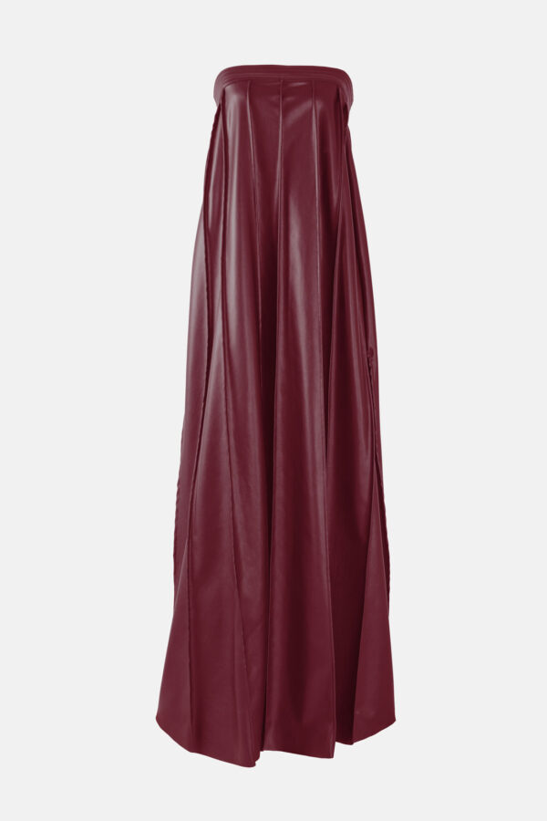 Black Maxi Ghost Mannequin - Desire – Burgundy Red Strapless Pleated Maxi Dress, Vegan Leather