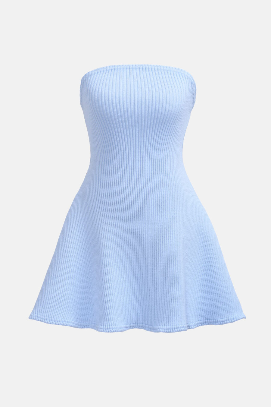 Blue Cortina Rib Knit Mini Dress Kargede Designer Mini Dress Knitwear GM - Cortina – Powder Blue Rib Knit Mini Dress