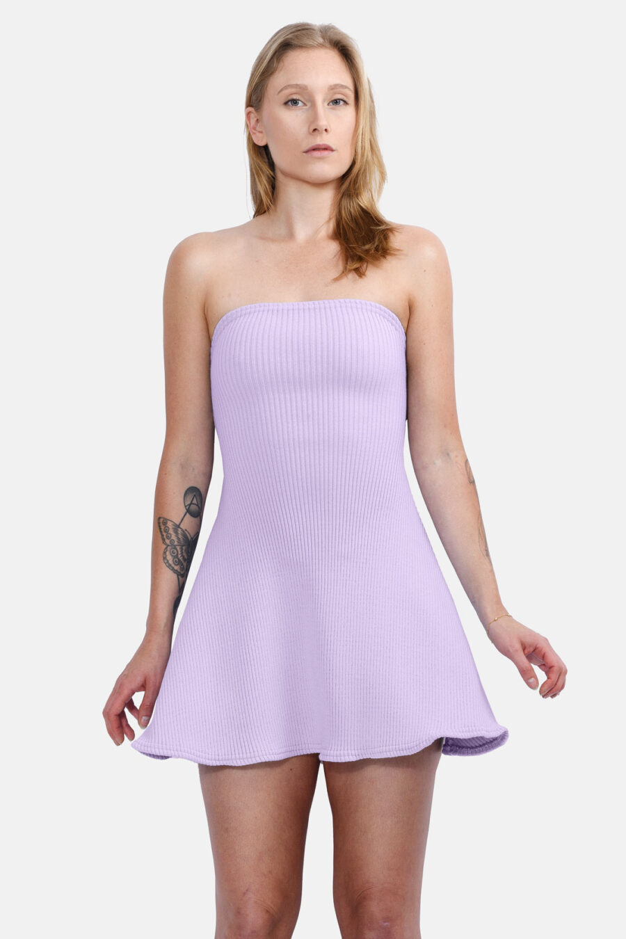 Lilac Cortina Rib Knit Mini Dress Kargede Designer Mini Dress Knitwear Front In - Cortina – Lilac Rib Knit Mini Dress