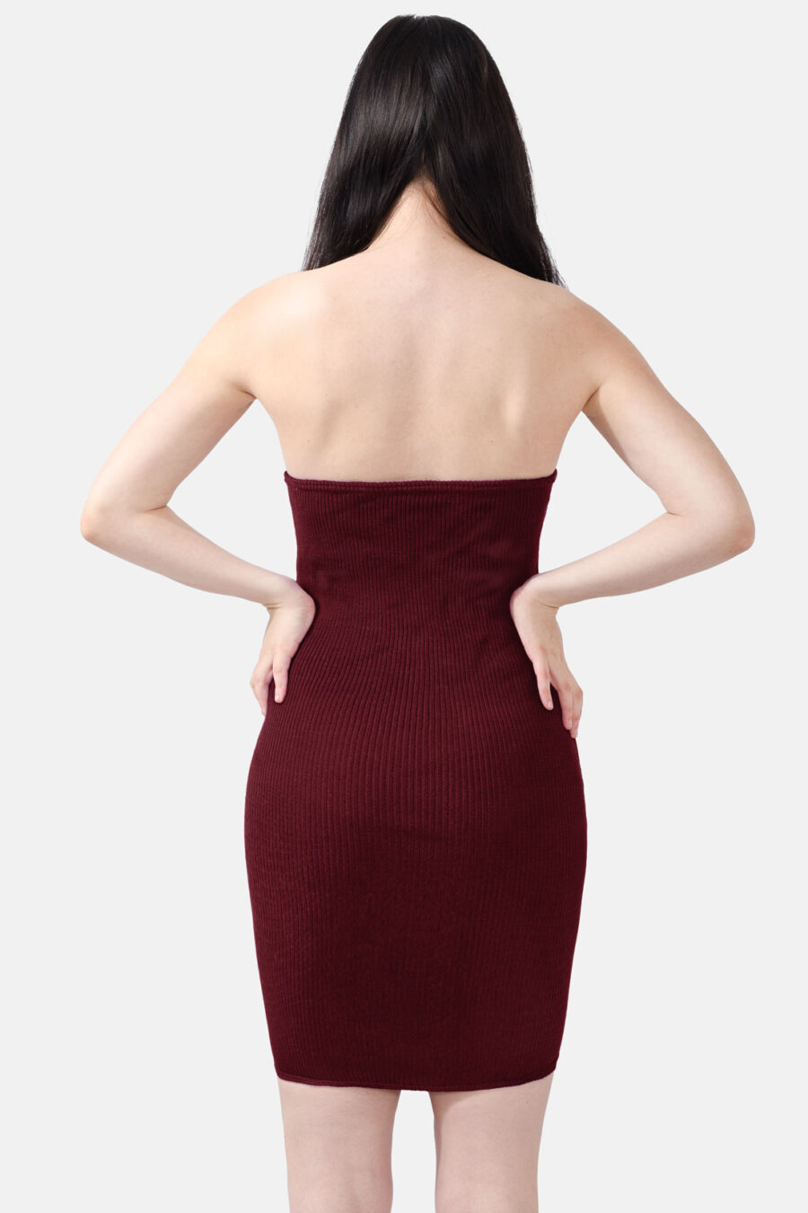 Red Rib Knit Mini Dress Pleated Knitwear Kargede Designer Dress Back Avila - Mycel – Red Rib Knit Mini Dress