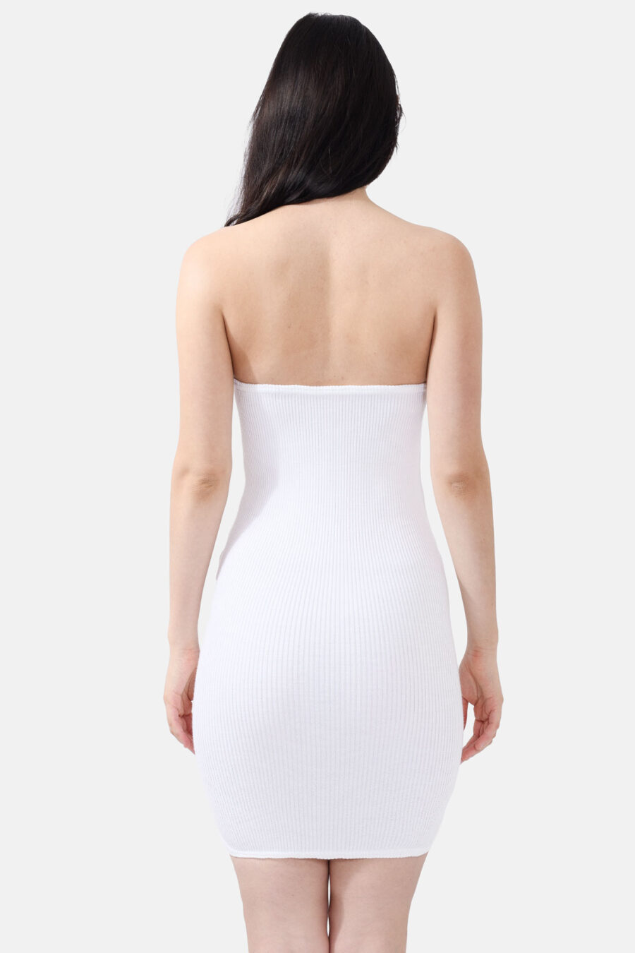 White Rib Knit Mini Dress Pleated Knitwear Kargede Designer Dress Back Avila - Mycel – White Rib Knit Mini Dress