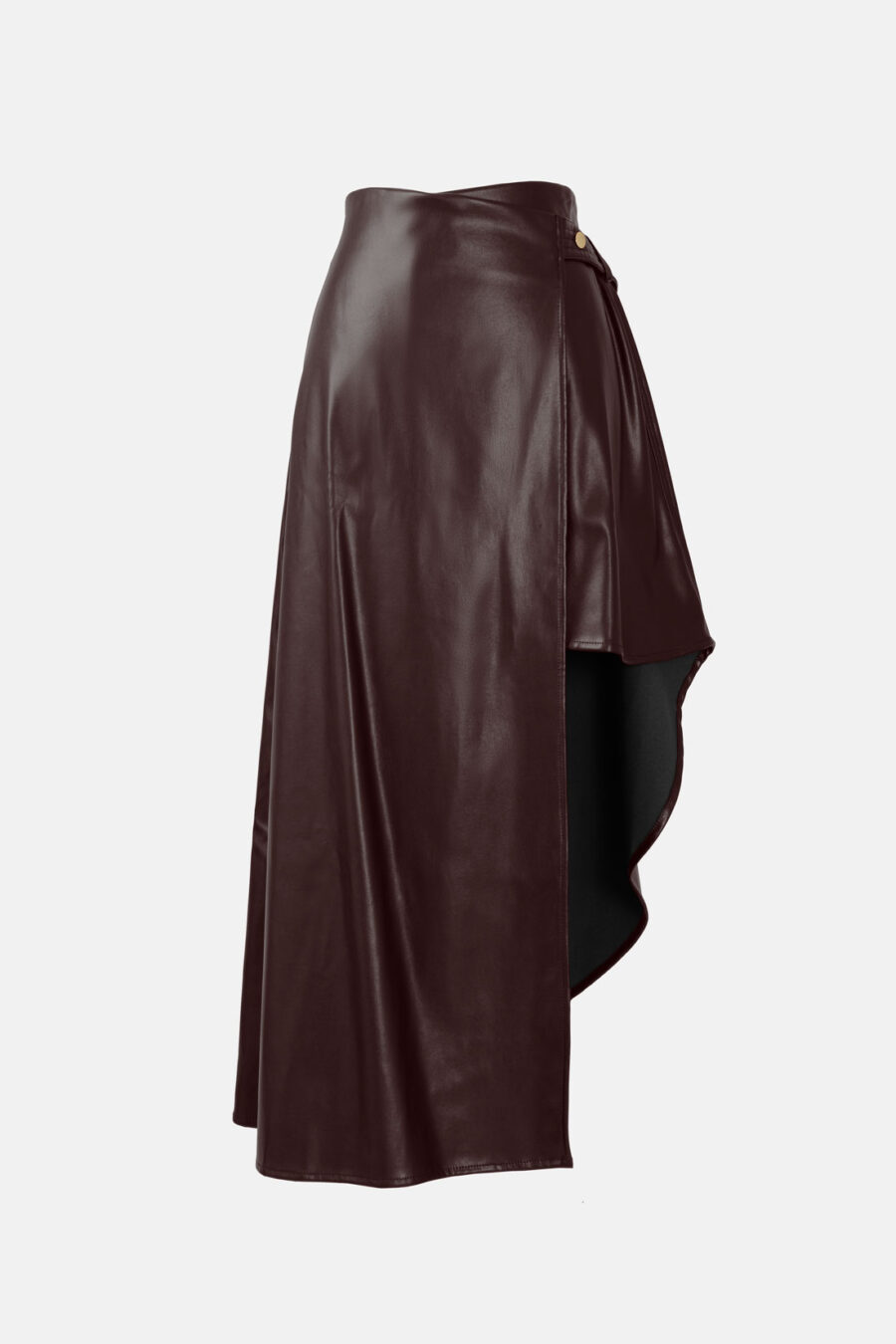 Brown Asymmetrical Wrap Skirt Kargede Designer Skirt GM - Fatale – Brown Asymmetrical Wrap Skirt, Vegan Leather