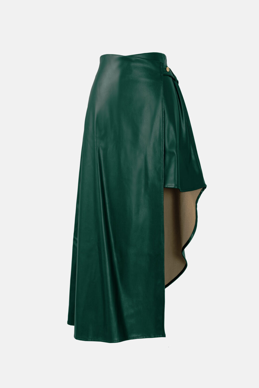 Green Asymmetrical Wrap Skirt Kargede Designer Skirt GM - Fatale – Green Asymmetrical Wrap Skirt, Vegan Leather