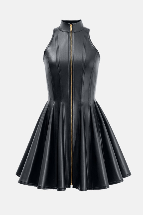 Nova – Brown Leather Mini Dress