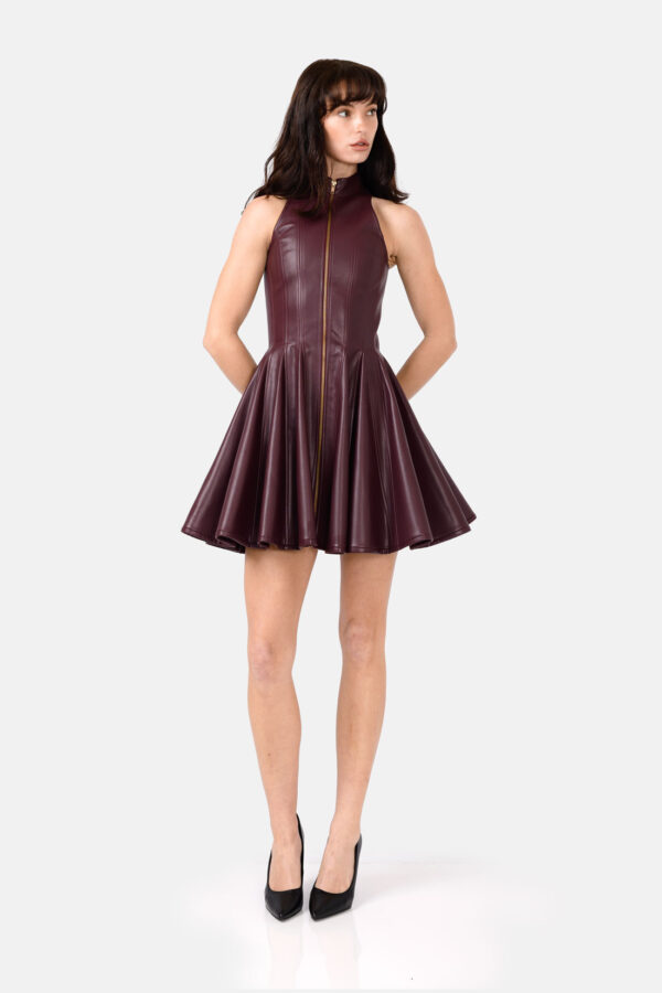Nova – Brown Leather Mini Dress