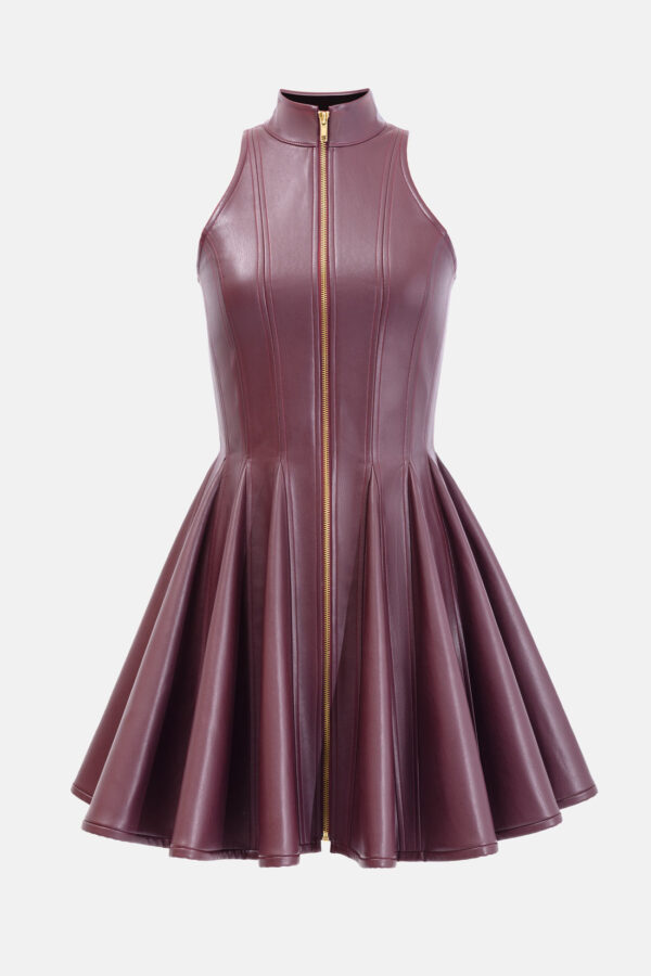 Nova – Brown Leather Mini Dress