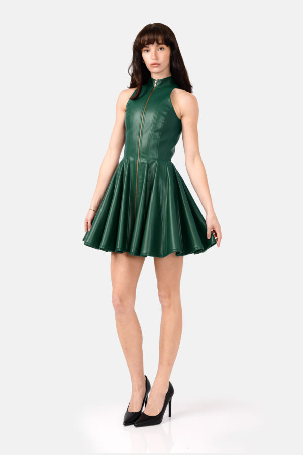 Nova – Brown Leather Mini Dress