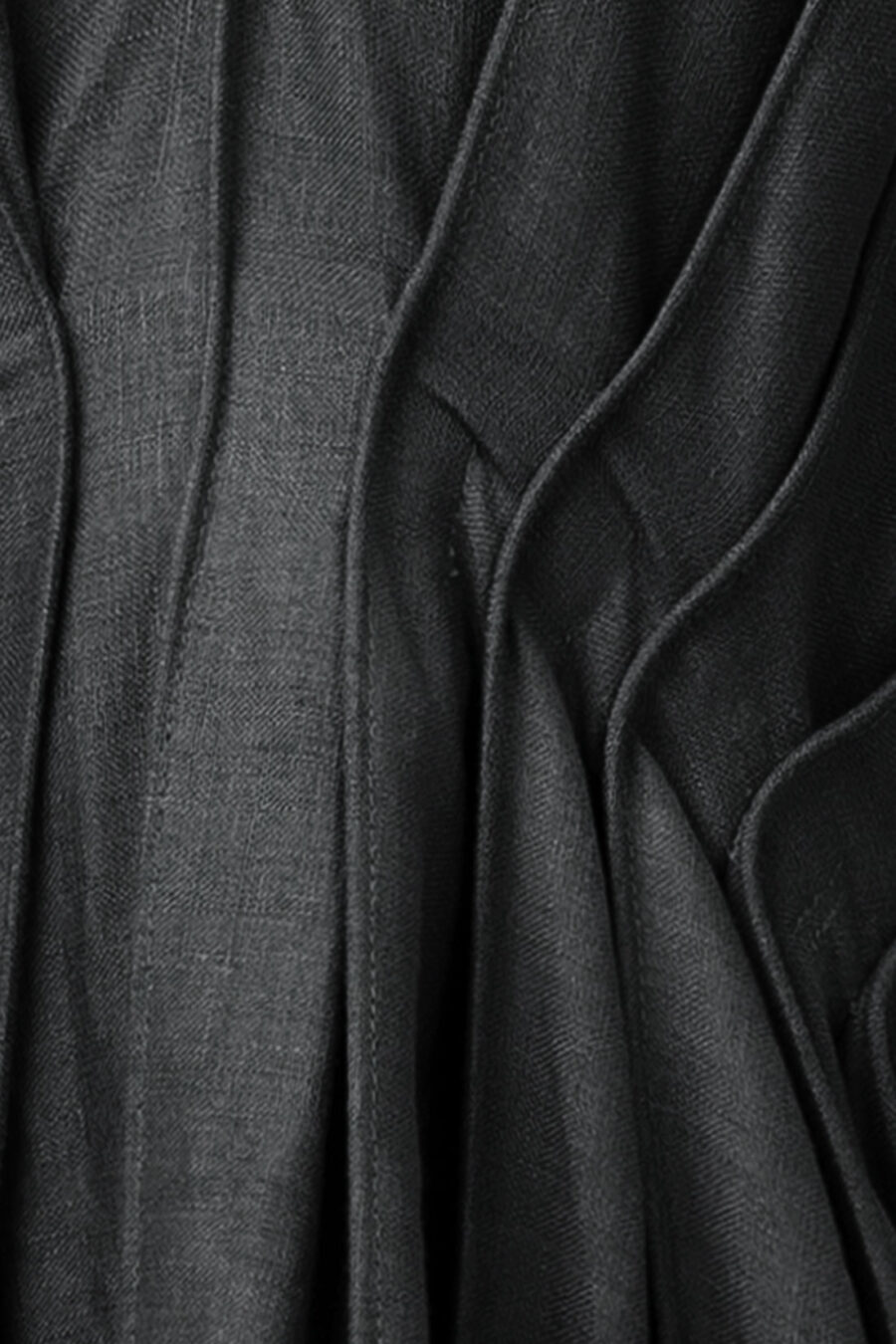 Black Designer Linen Kaftan Dress With Pleated Detail by Kargede Detail Shot