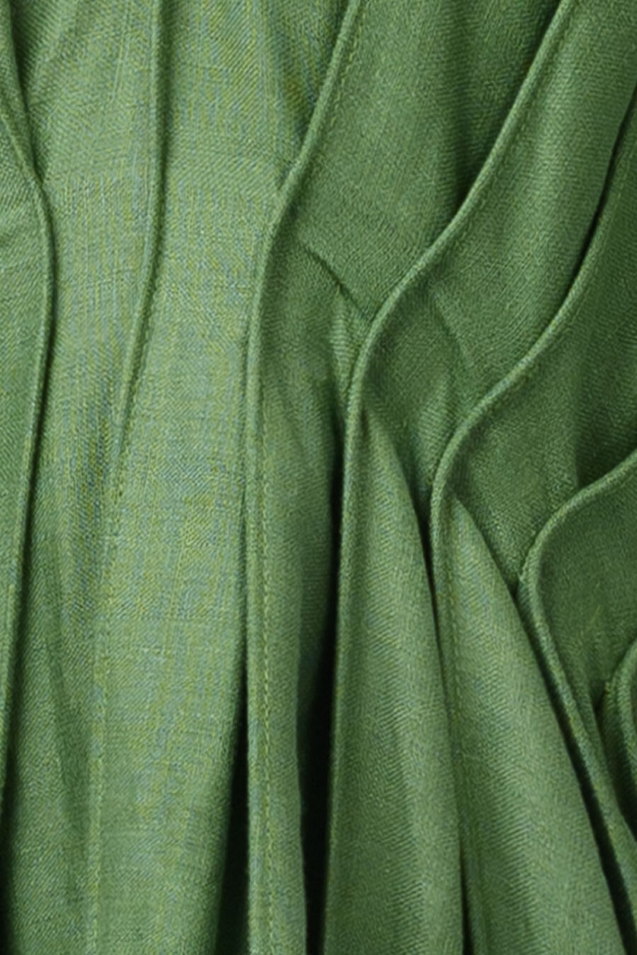 Green Designer Linen Kaftan Dress With Pleated Detail by Kargede Detail Shot