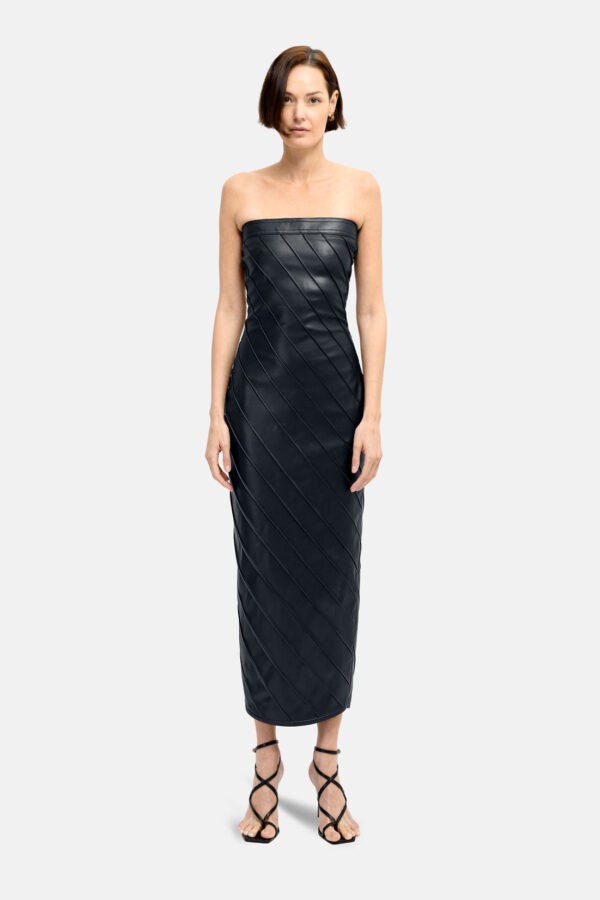 Rise – Black Vegan Leather Pencil Dress