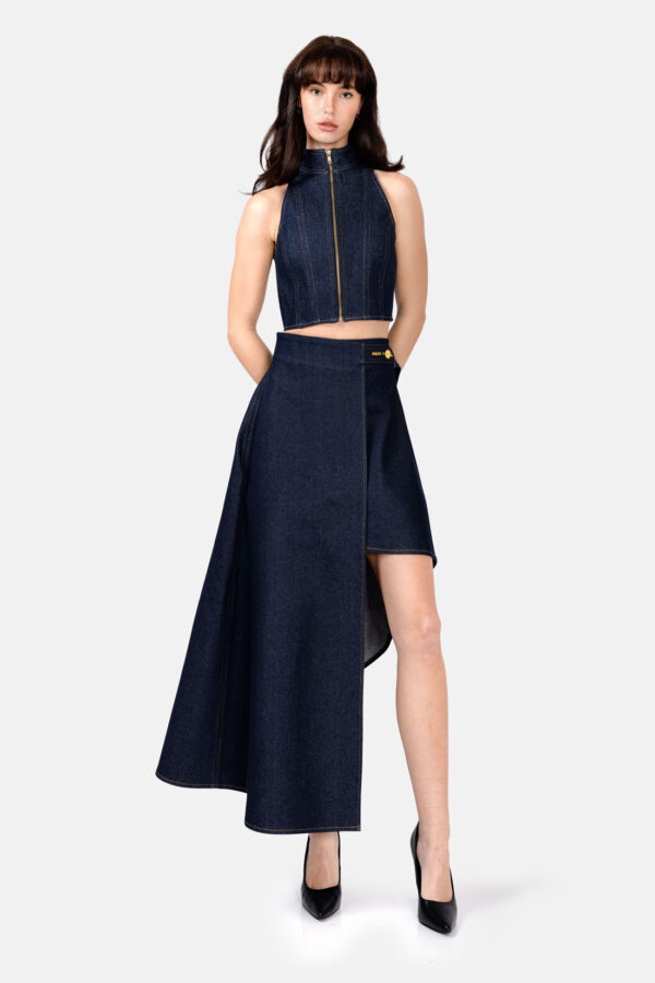 Axis – Denim High Neck Vest Top