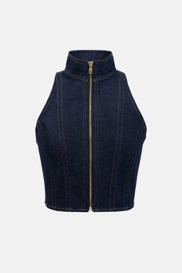 Axis – Denim High Neck Vest Top