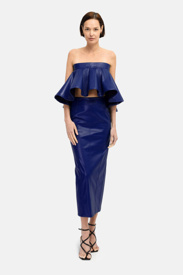 Embrace – Structured Black Leather Crop Top