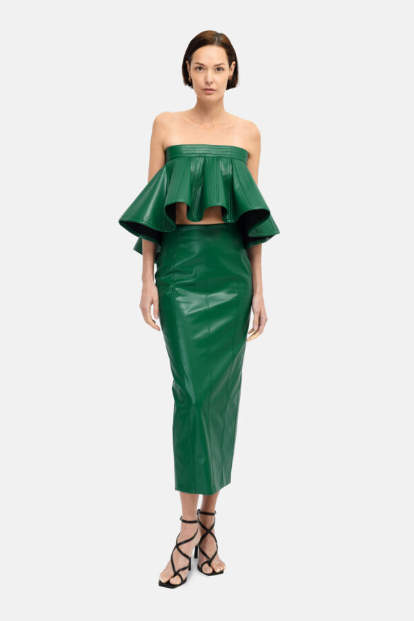 Embrace – Structured Black Leather Crop Top