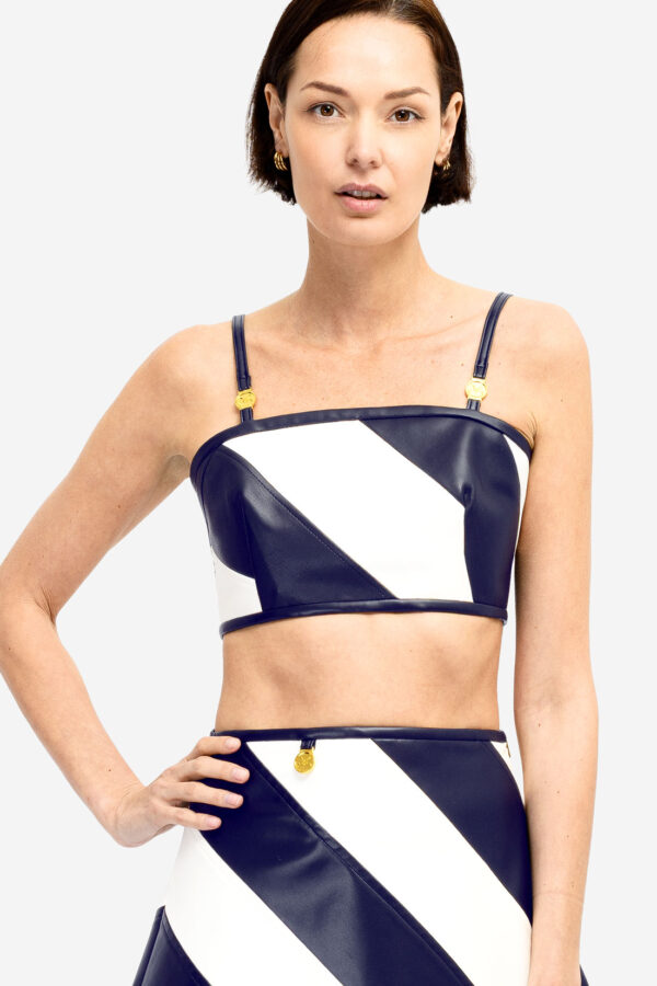 Temper – Black & White Vegan Leather Mini Skirt