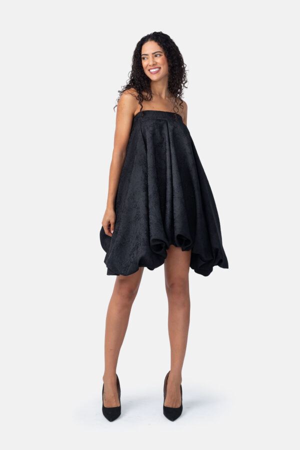 Polaris – Black Jacquard Bubble Mini Dress