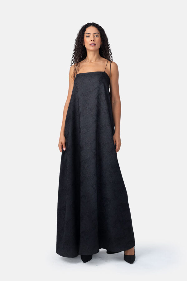 Polaris – Black Jacquard Bubble Mini Dress