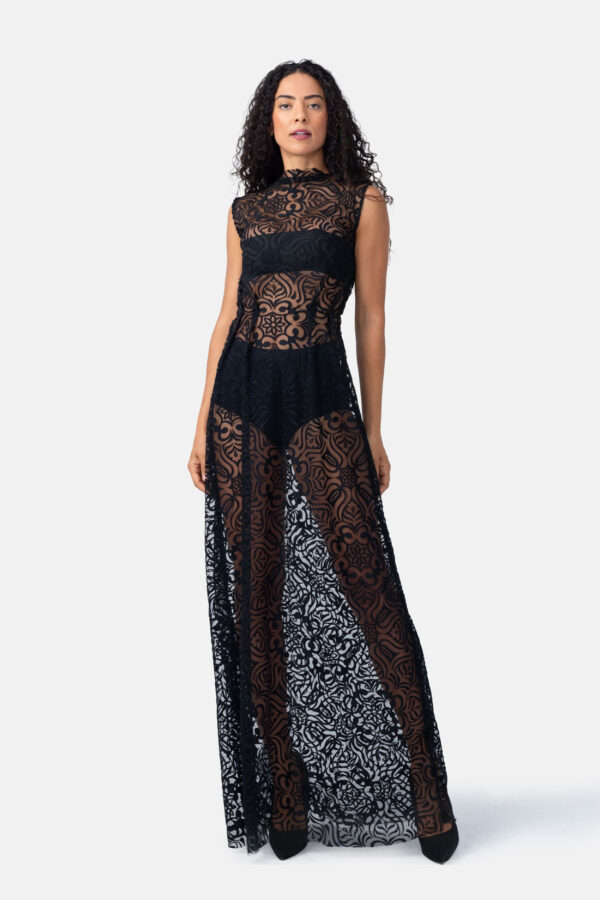 Polaris – Black Jacquard Bubble Mini Dress